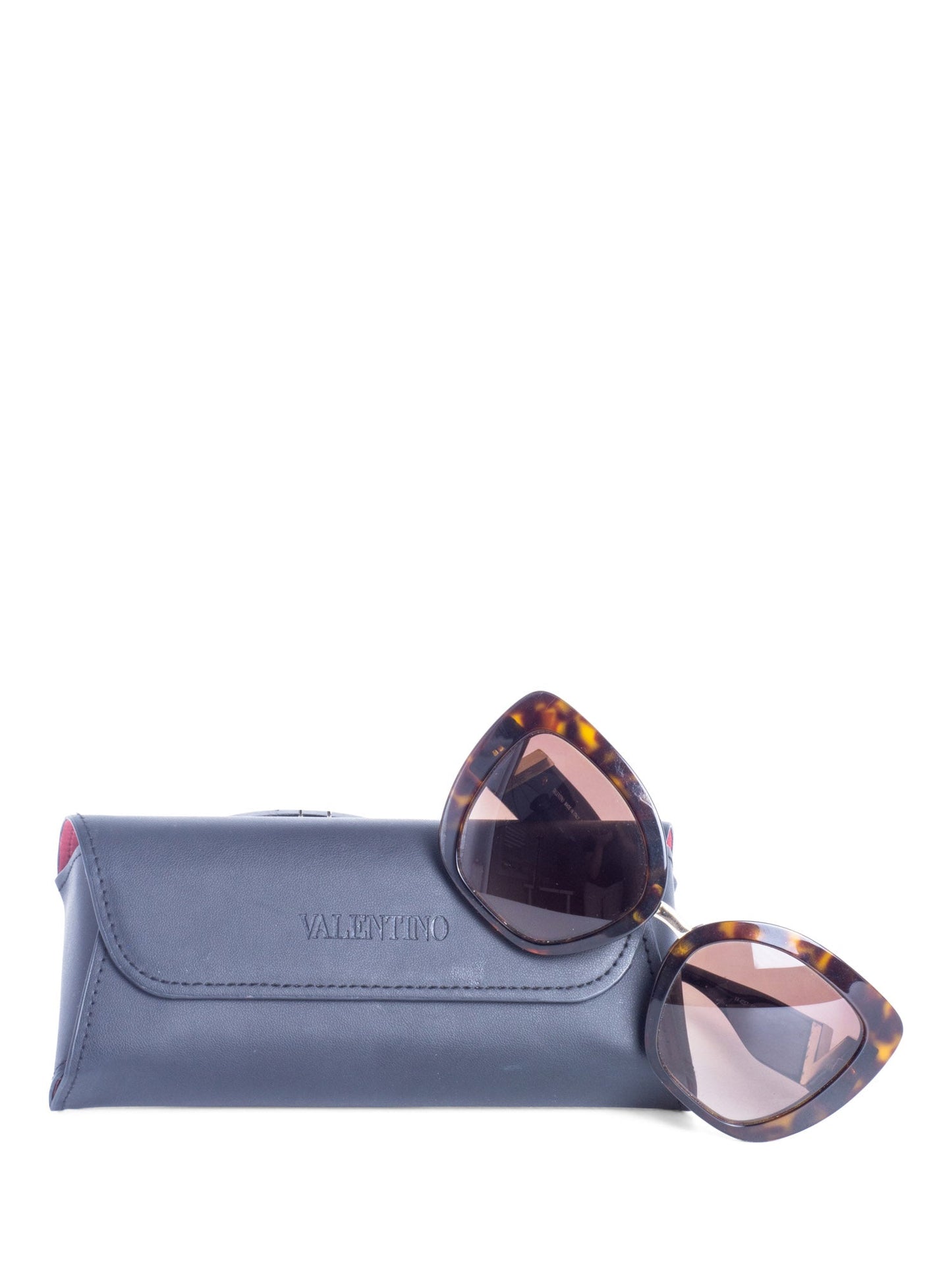 Valentino V Logo Tortoiseshell Cat Eye Sunglasses Brown Blue