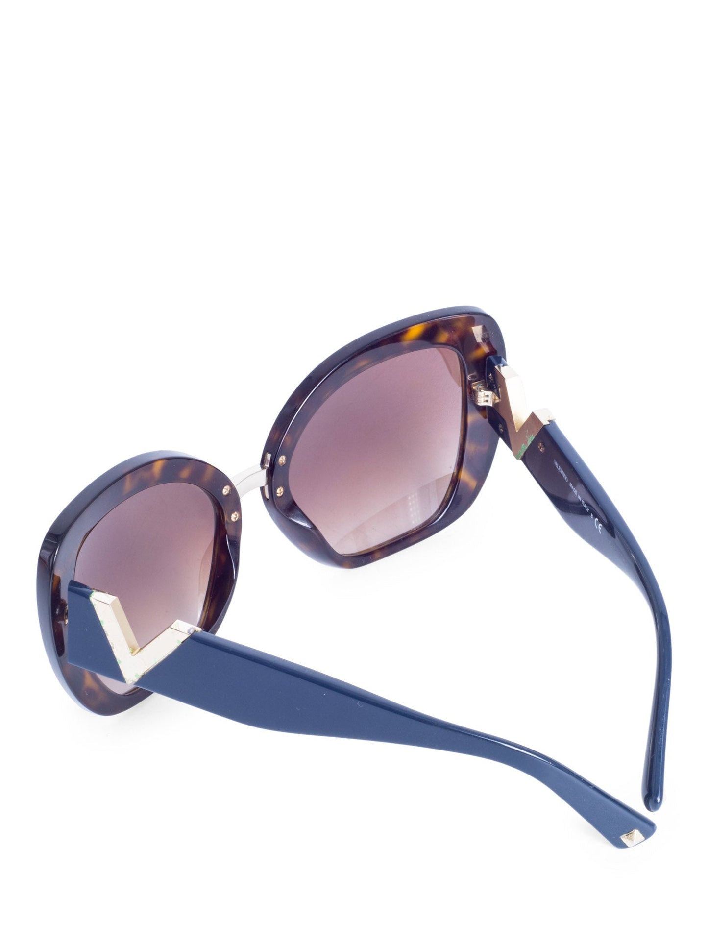Valentino V Logo Tortoiseshell Cat Eye Sunglasses Brown Blue