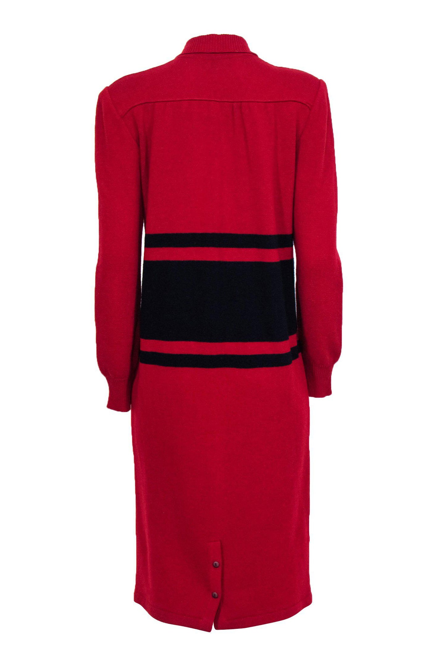 Valentino - Vintage Red Knit Maxi Dress w/ Racing Stripes Sz 8