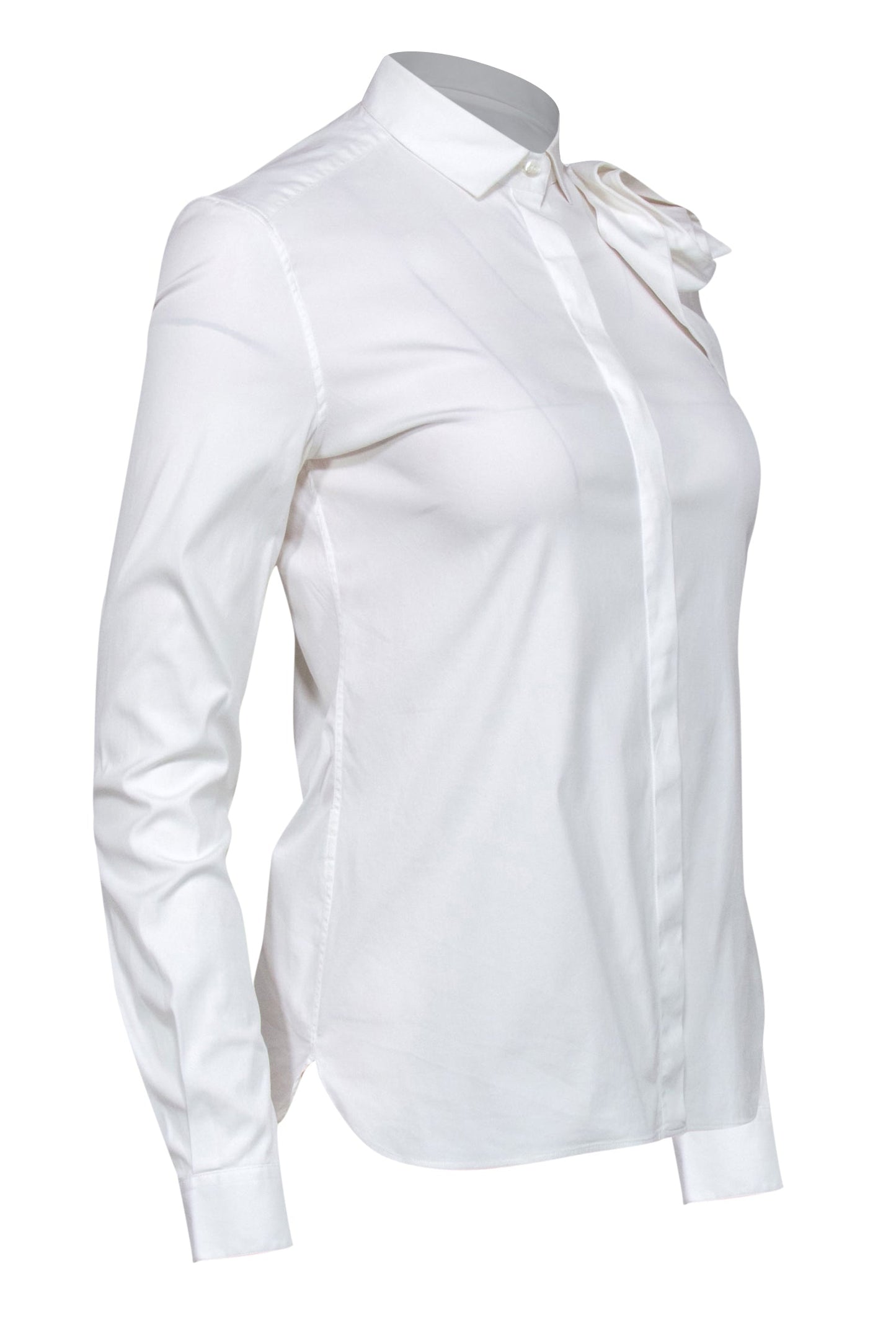 Valentino - White Button-Up Blouse w/ Rosette Sz 4