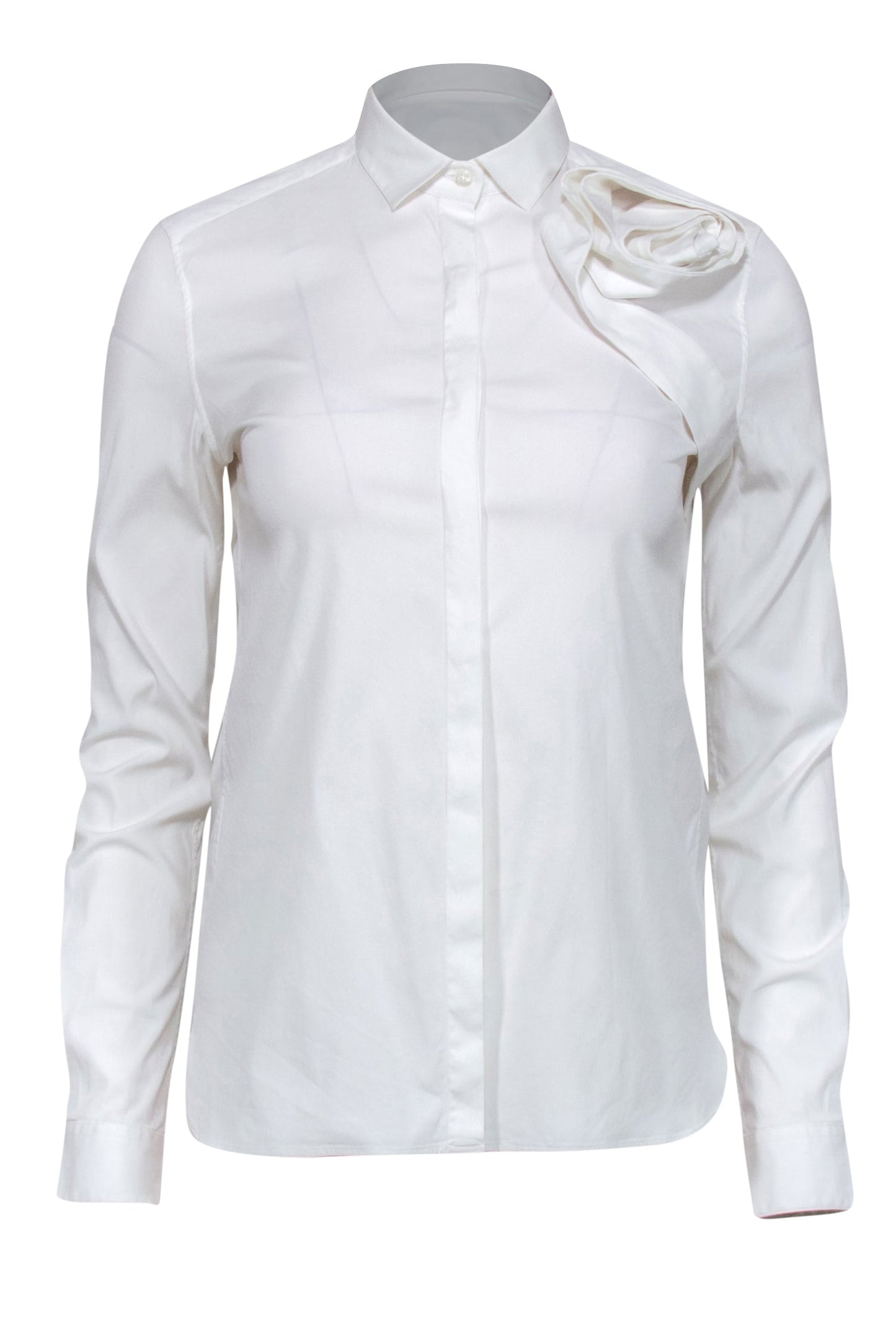 Valentino - White Button-Up Blouse w/ Rosette Sz 4