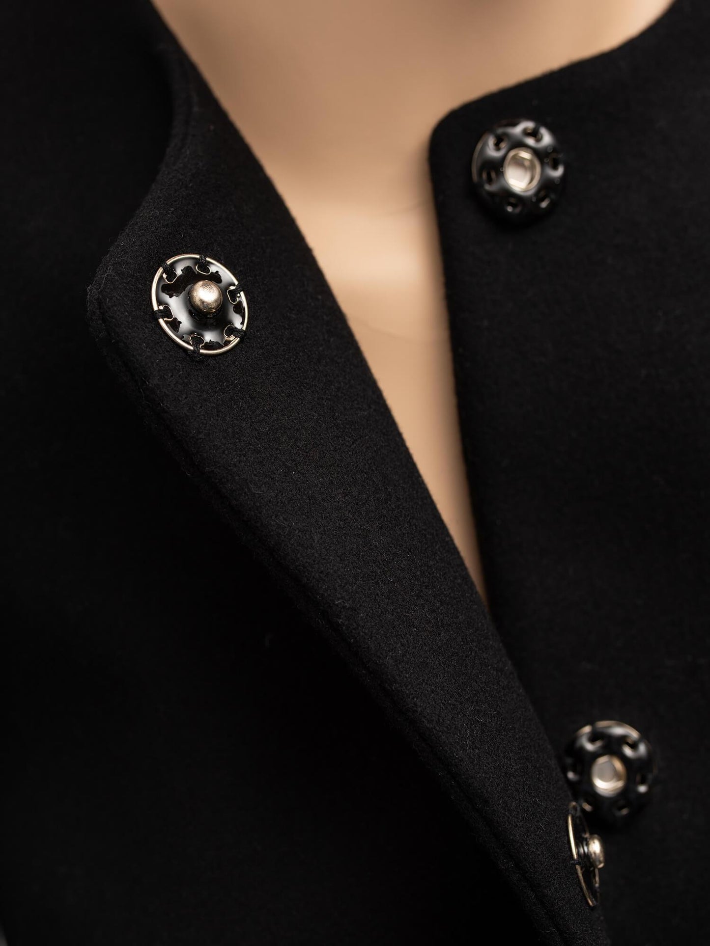 Valentino Wool Pleated Short Coat Black