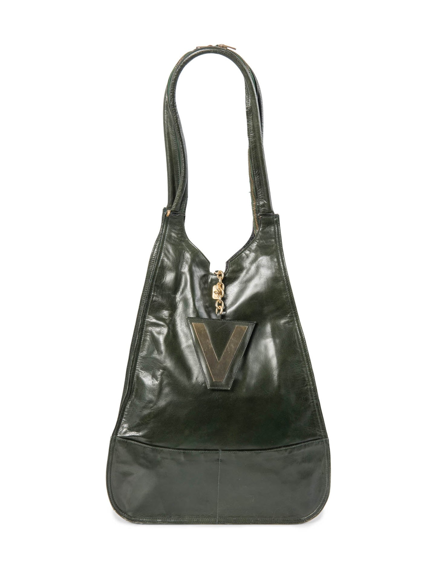 Valentino by Mario Vintage Leather Logo Zippered Hobo Bag with Wallet Green