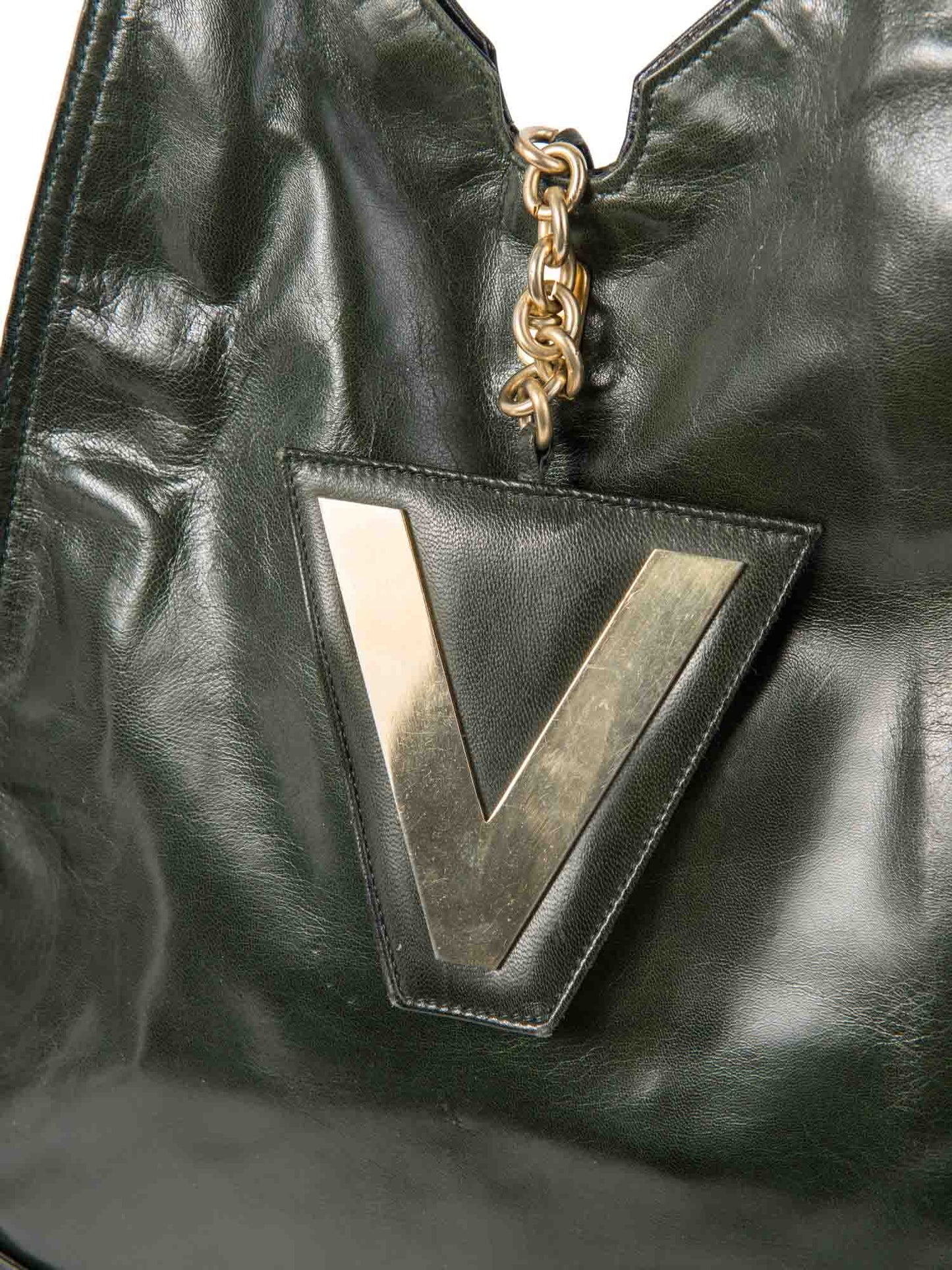 Valentino by Mario Vintage Leather Logo Zippered Hobo Bag with Wallet Green