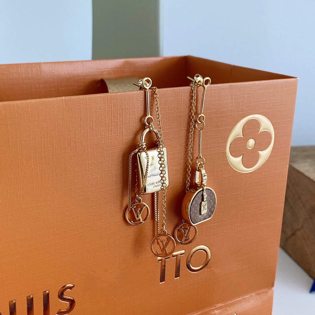 Louis Vuitton MONOGRAM CANVAS MINI MISMATCHED EARRINGS GOLD