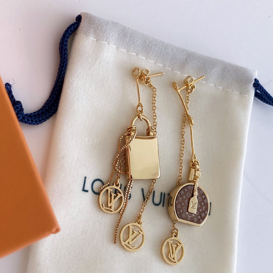 Louis Vuitton MONOGRAM CANVAS MINI MISMATCHED EARRINGS GOLD