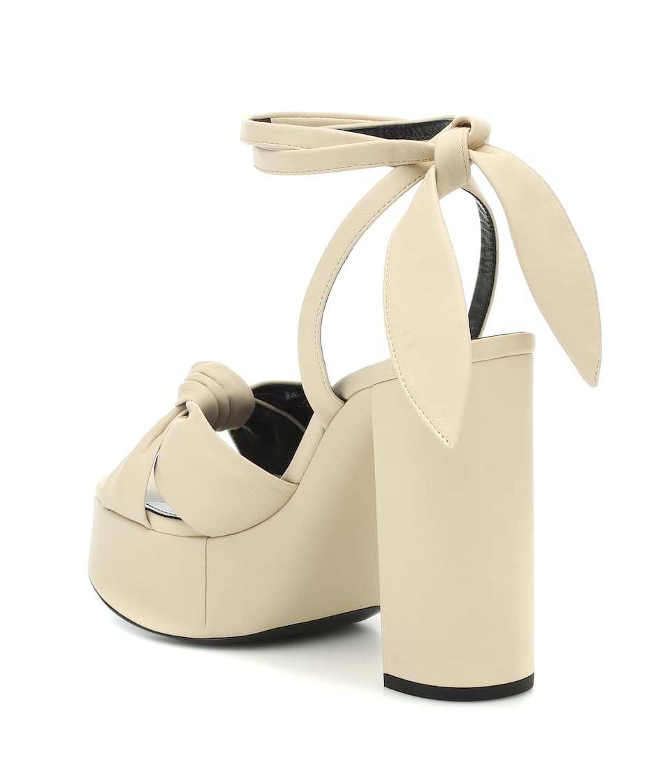 Saint Laurent Bianca Knotted Leather Platform Sandals