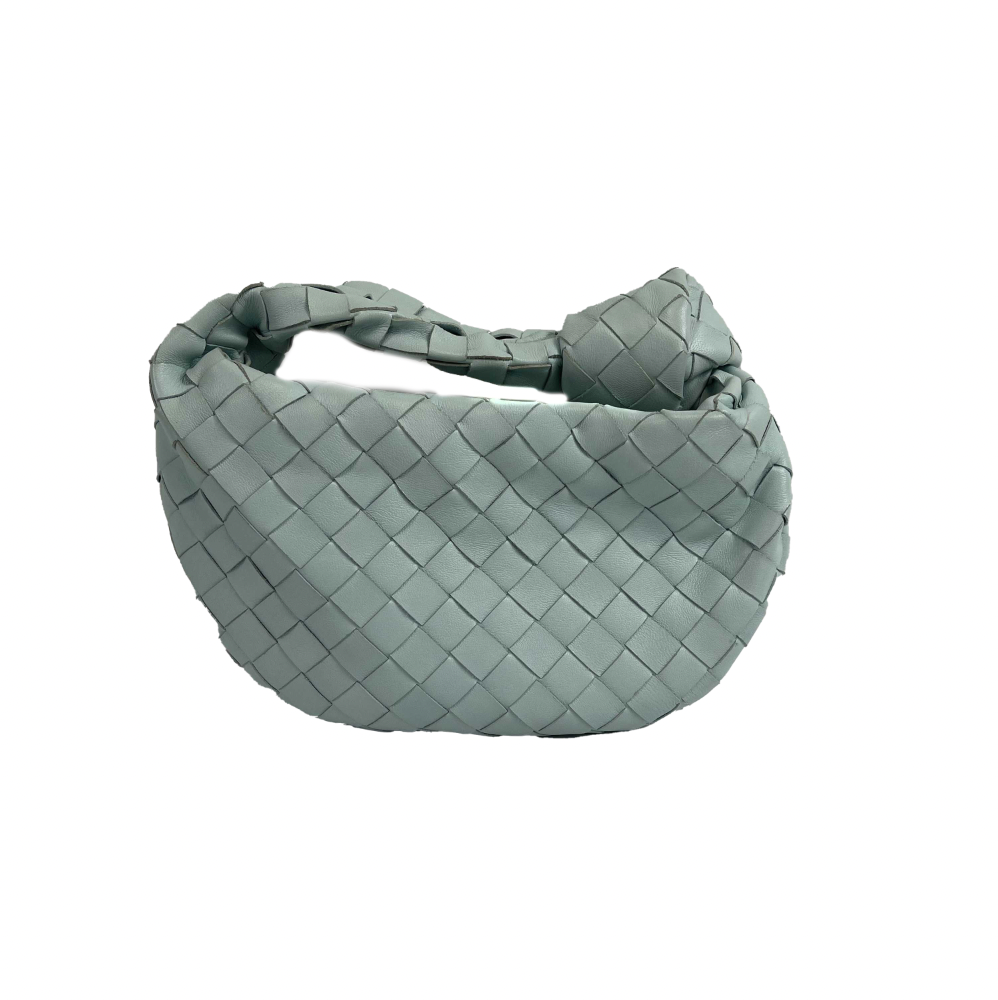 BOTTEGA VENETA - Mini Jodie Knotted Leather Washed Teal Blue Teen - Brand New