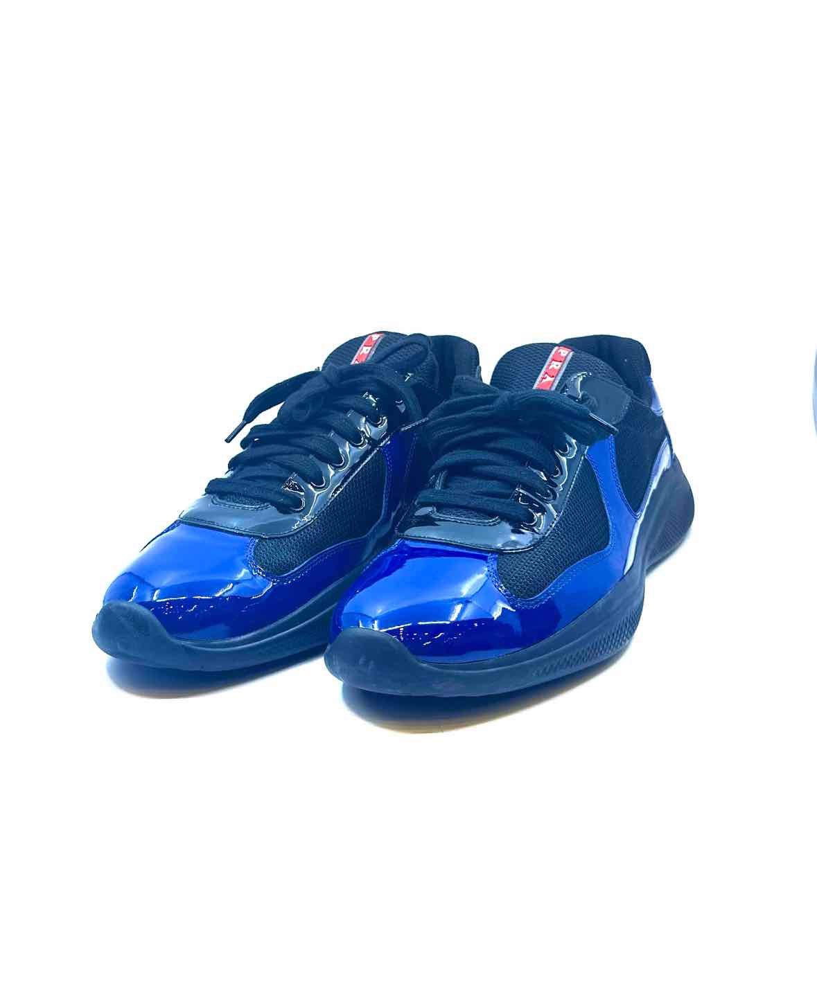 PRADA Size 12 Black & Blue Men's Sneakers