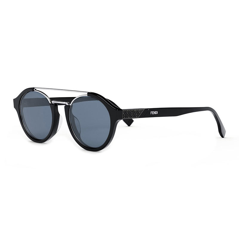 Fendi Round Full Rim, with a Black frame and Blue lens. Black