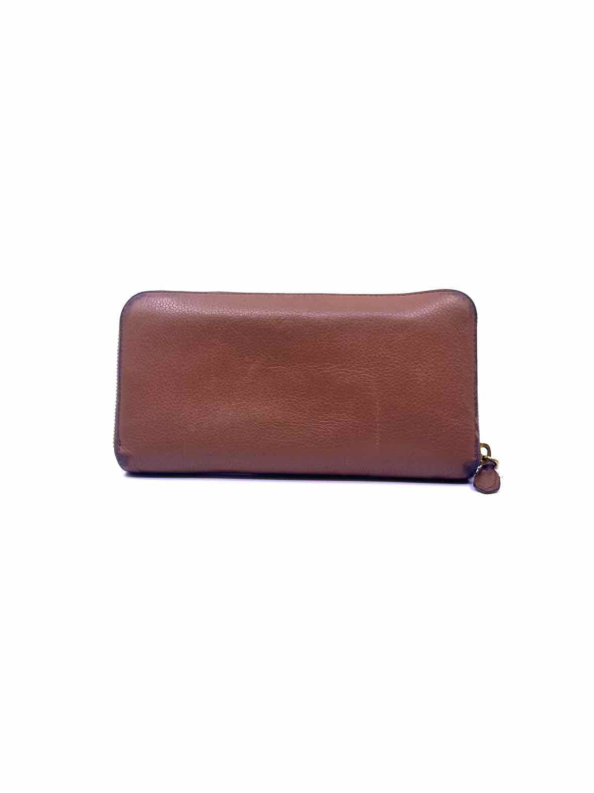 PRADA Continental Camel Leather Solid Wallet
