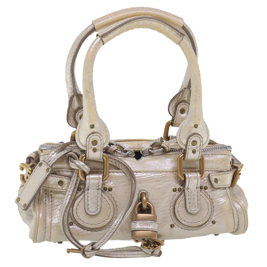 Chloe Paddington Hand Bag Leather Gold Tone Gold Silver am7033