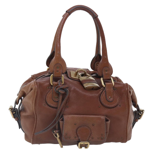Chloe Paddington Hand Bag Leather Brown Gold Silver am7042