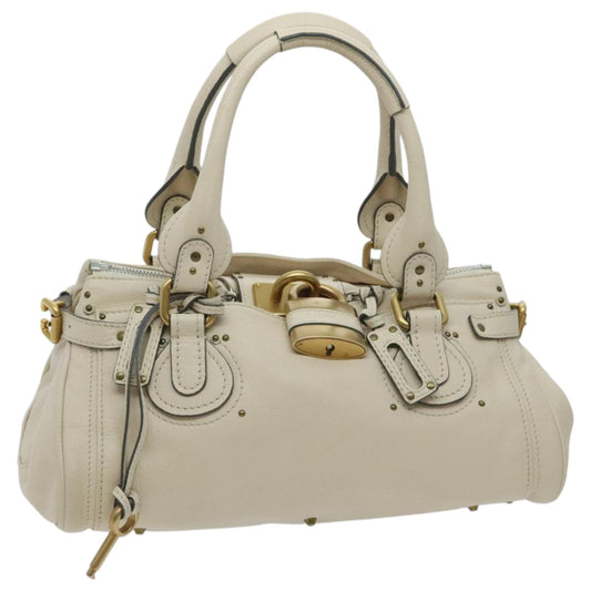 Chloe Paddington Hand Bag Leather Beige Gold am7084