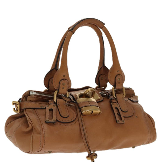 Chloe Paddington Hand Bag Leather Brown Gold Silver am7086