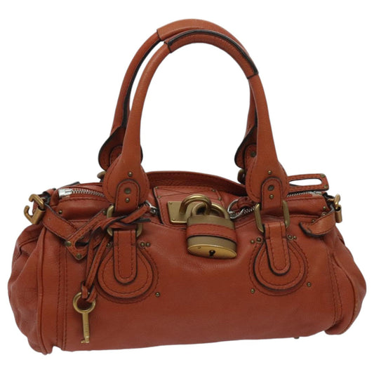 Chloe Paddington Hand Bag Leather Orange Gold am7090