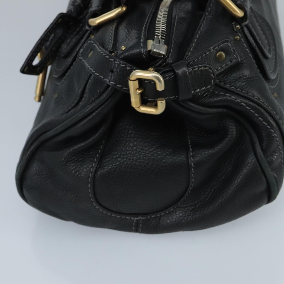 Chloe Paddington Hand Bag Leather Black Gold Silver am7141