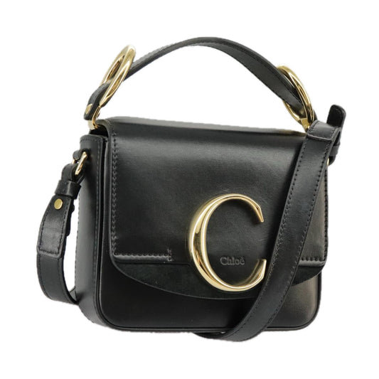 Chloe Mini Hand Bag Leather 2way Black Gold am7172