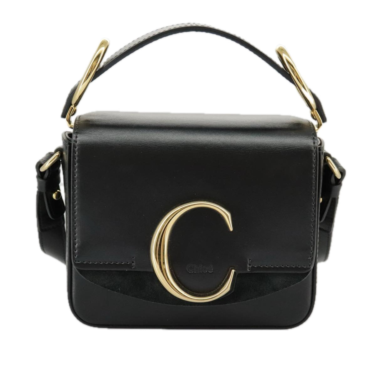Chloe Mini Hand Bag Leather 2way Black Gold am7172