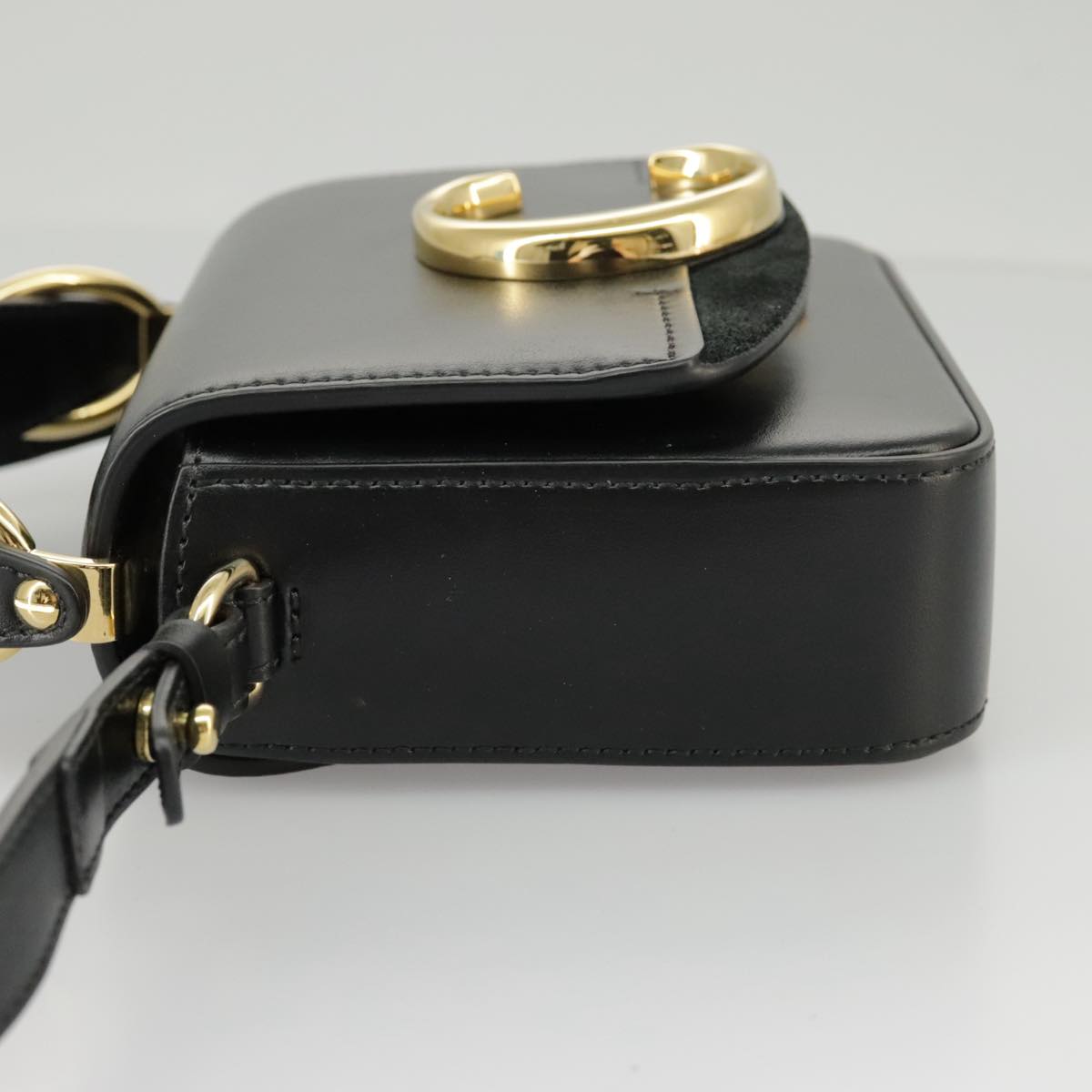 Chloe Mini Hand Bag Leather 2way Black Gold am7172