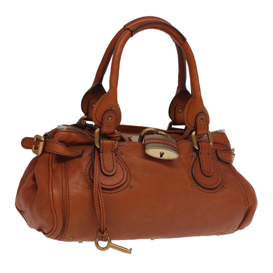 Chloe Paddington Hand Bag Leather Brown Gold Silver am7215