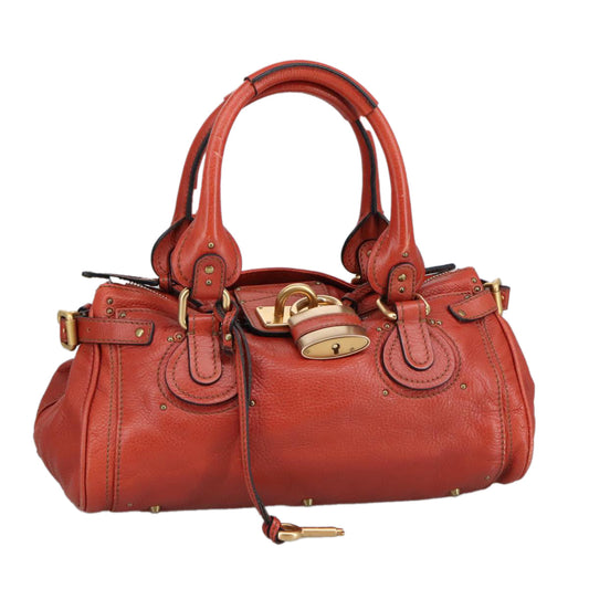 Chloe Paddington Hand Bag Leather Brown Gold Silver am7244