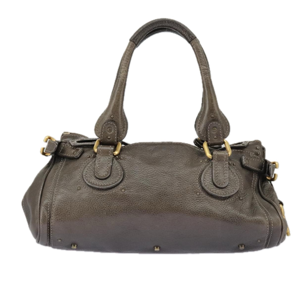Chloe Paddington Hand Bag Leather Brown Gold Silver am7257