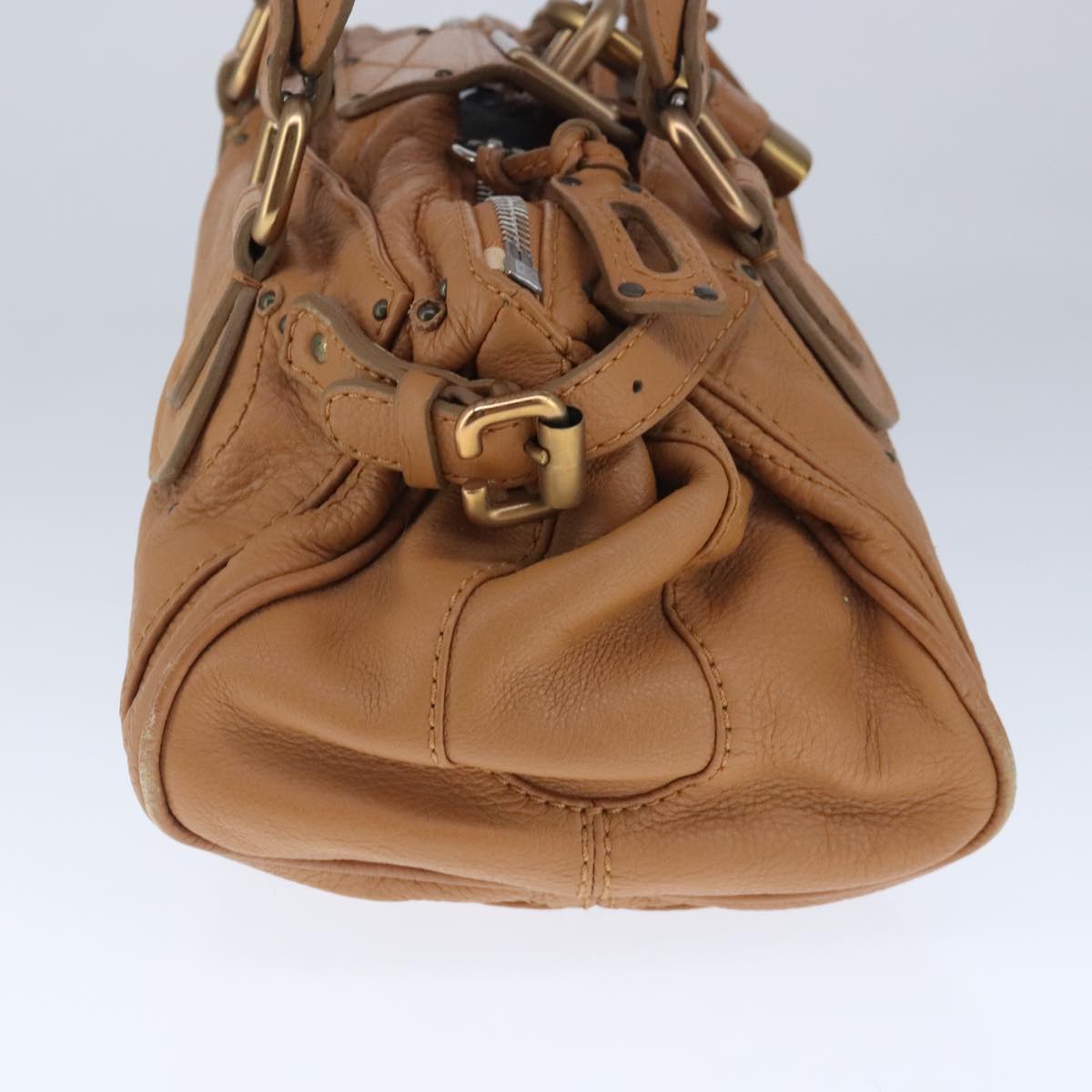Chloe Paddington Hand Bag Leather Brown Gold Silver am7278