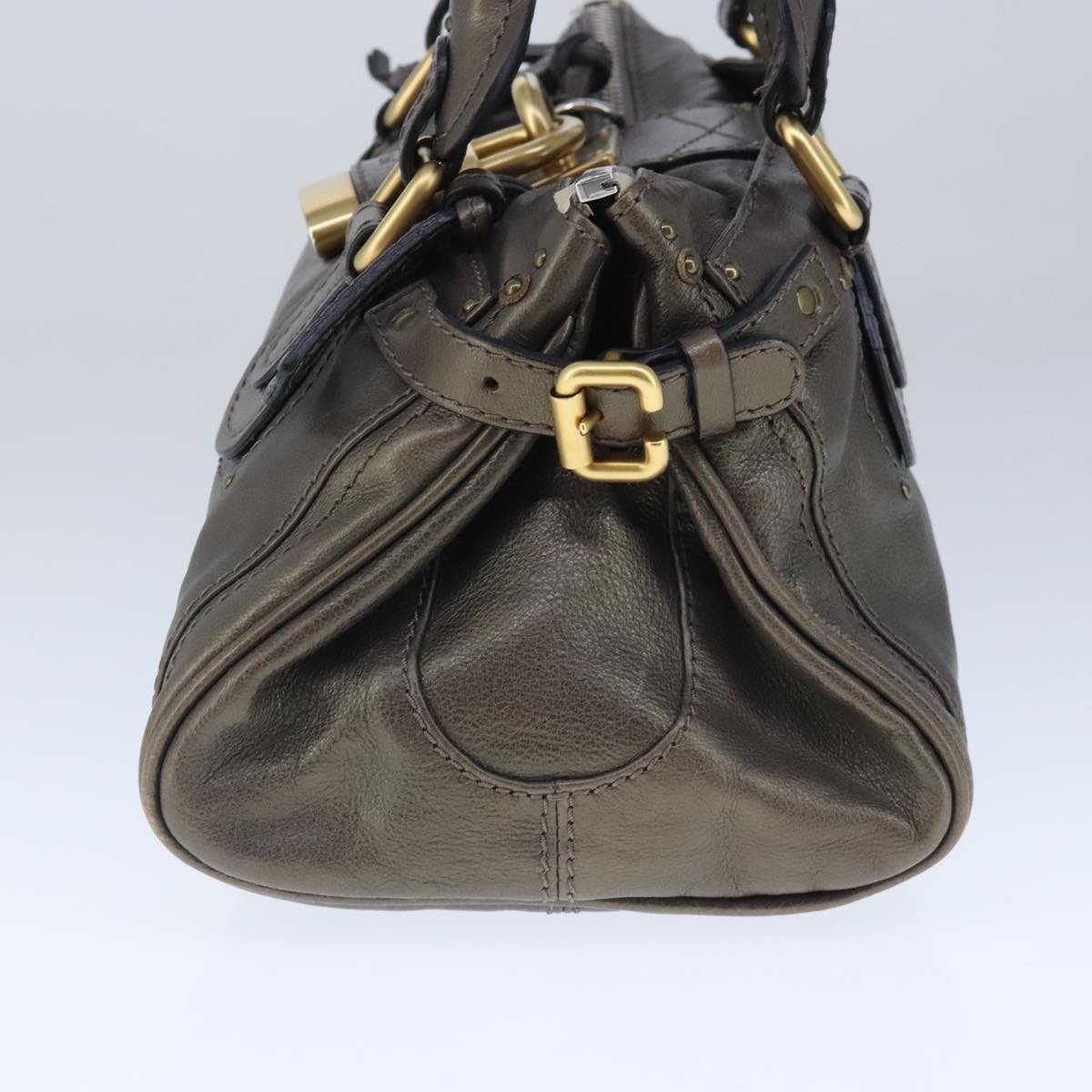 Chloe Paddington Hand Bag Leather Gold Tone Gold Silver am7291