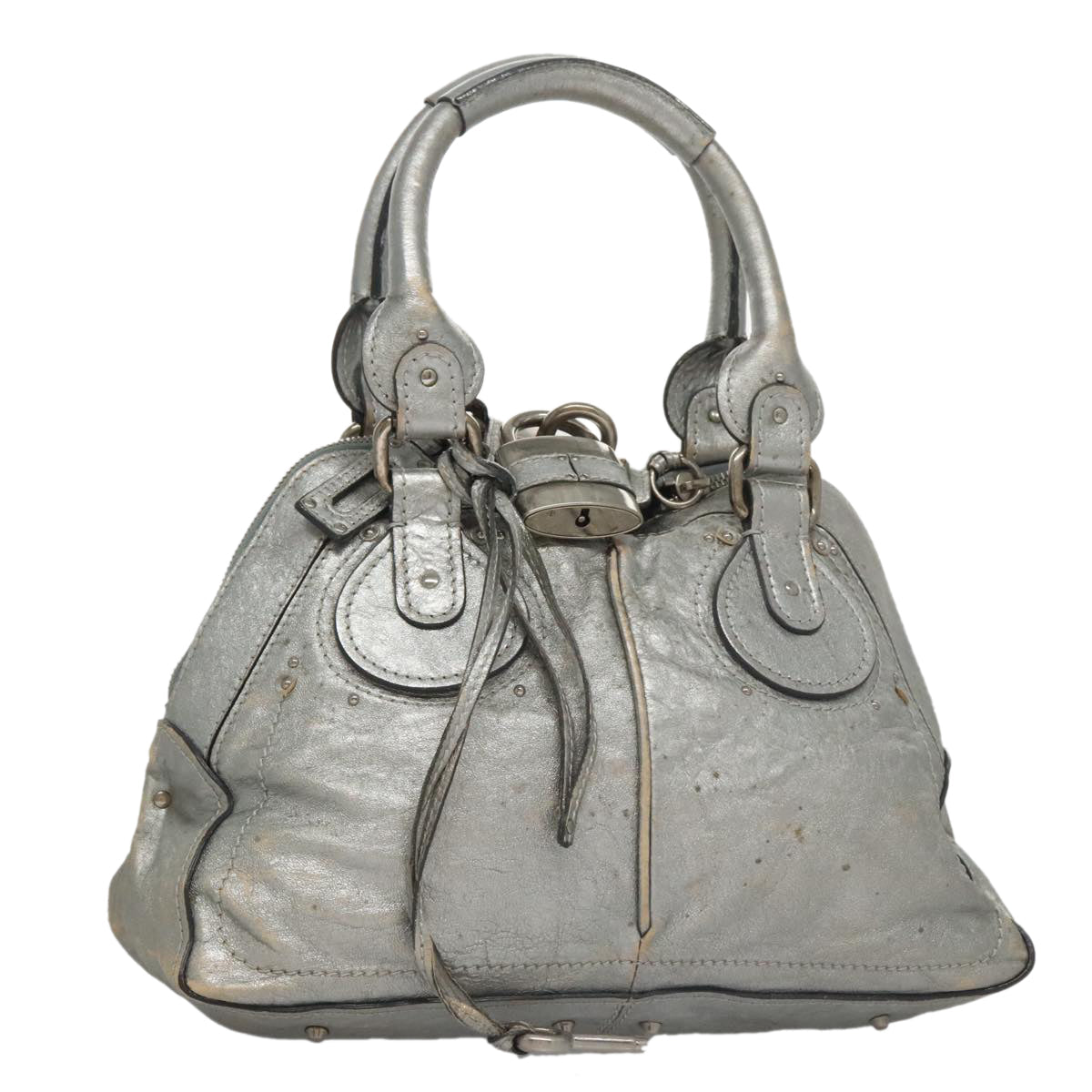 Chloe Paddington Hand Bag Leather Silver Gold am7386