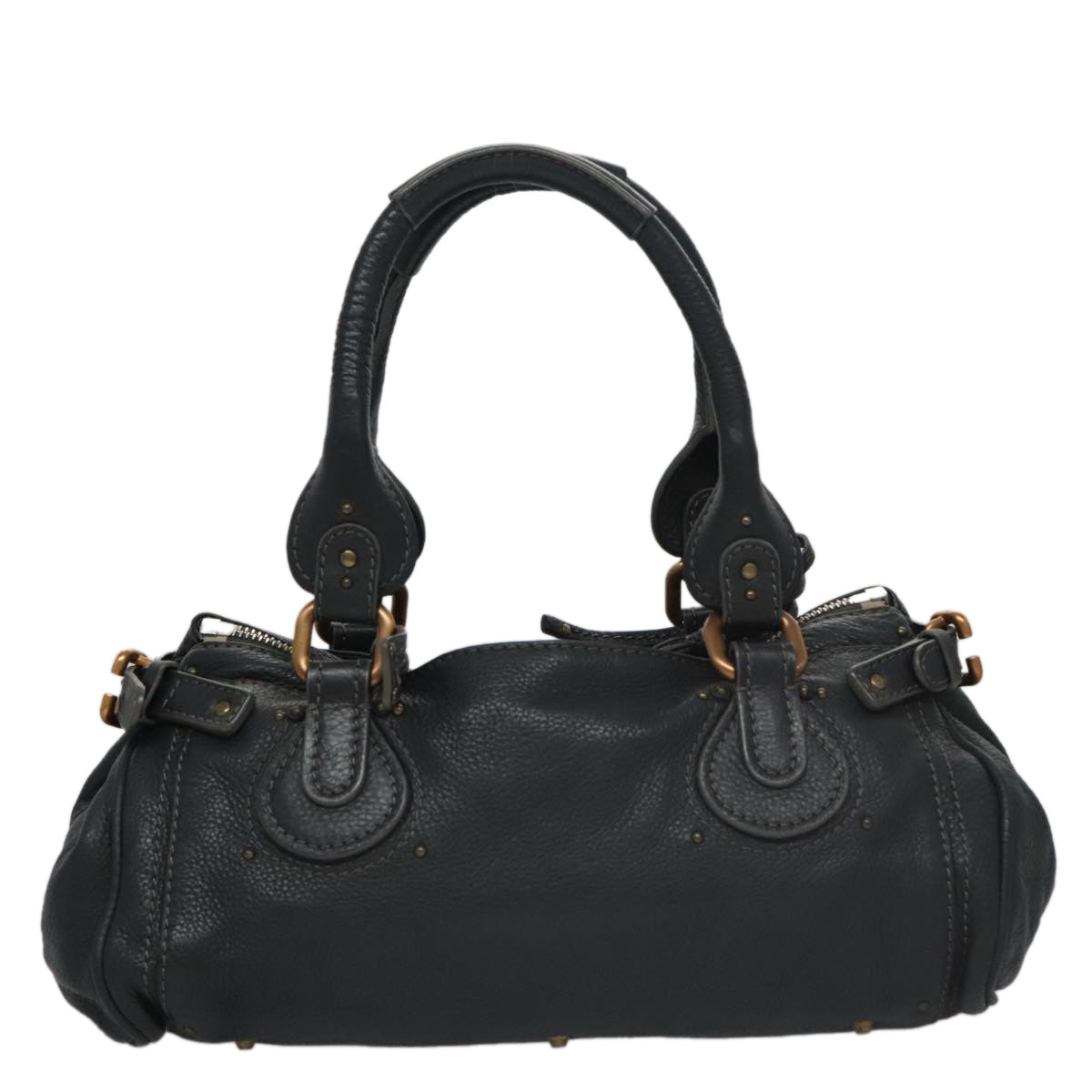 Chloe Paddington Hand Bag Leather Navy Gold Silver am7437