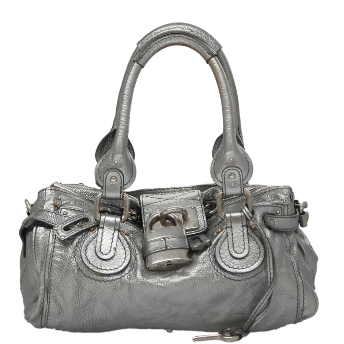 Chloe Paddington Hand Bag Leather Silver Gold am7440