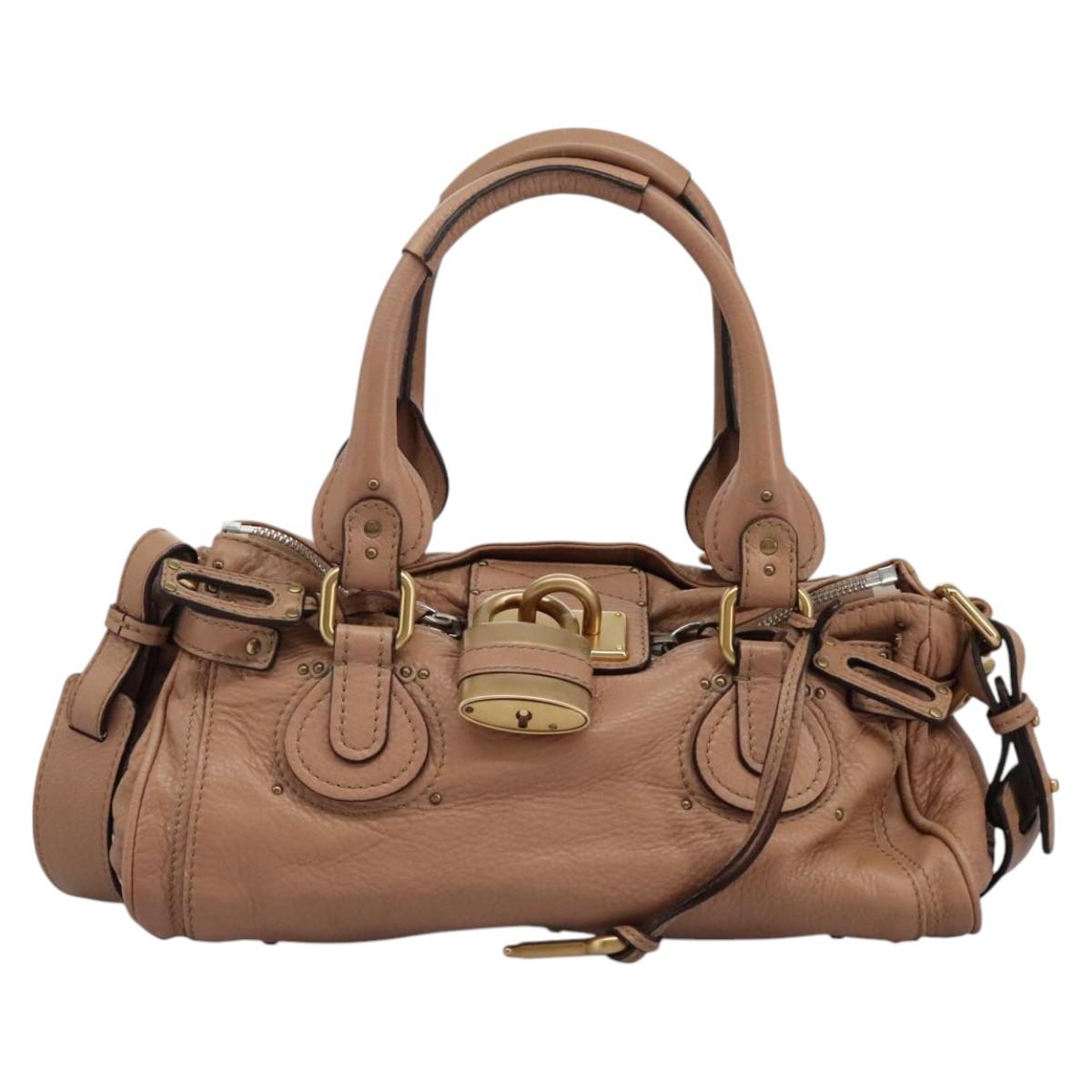 Chloe Paddington Hand Bag Leather 2way Beige am7628