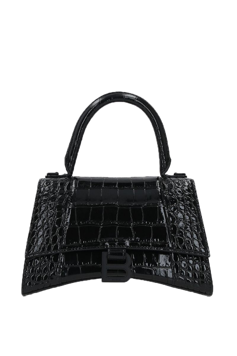 BALENCIAGA Hourglass S in Croc Embossed Leather