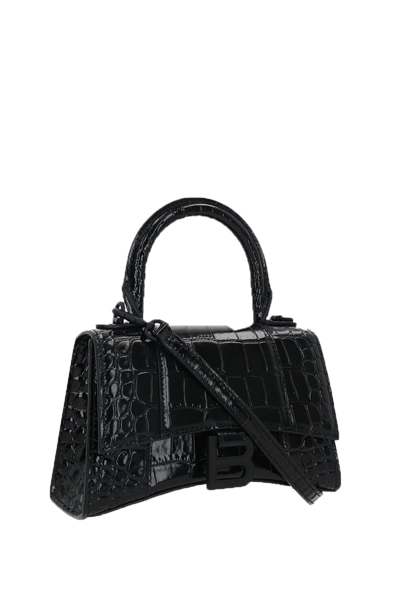 BALENCIAGA Hourglass XS in Croc Embossed Leather