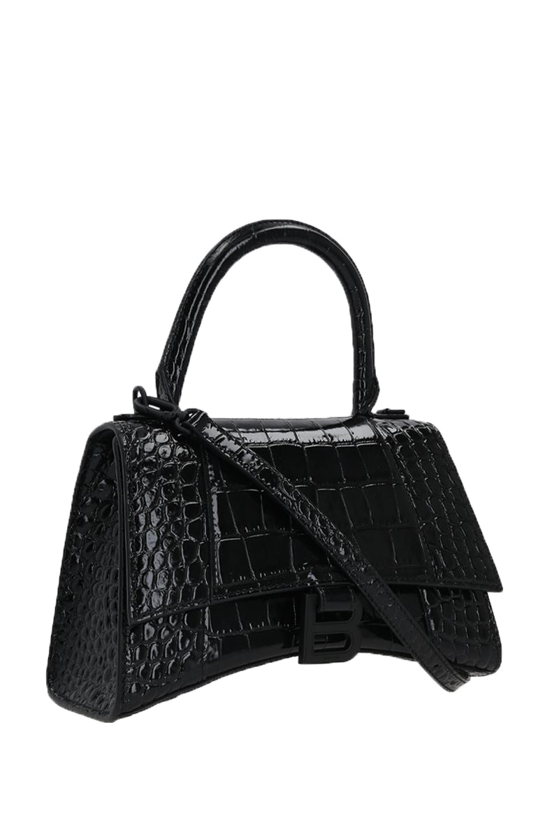 BALENCIAGA Hourglass S in Croc Embossed Leather