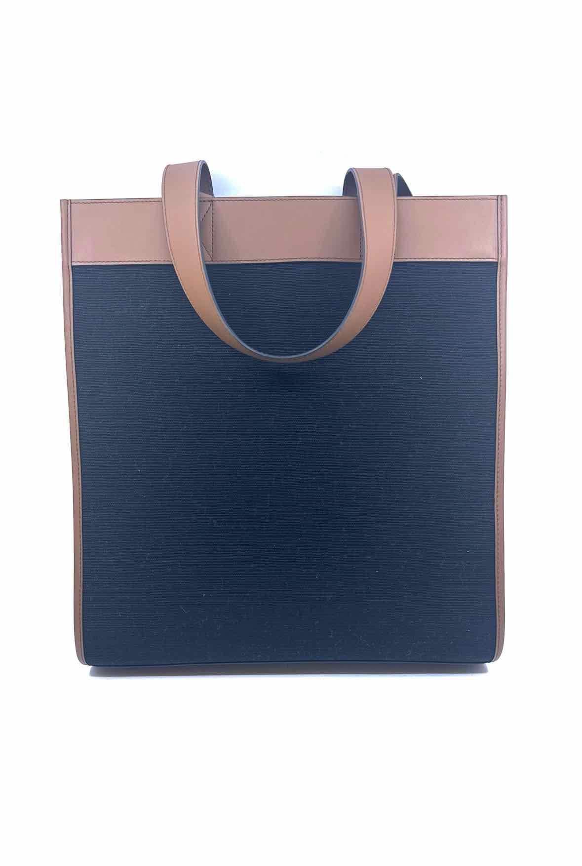 BURBERRY Black, Brown Leather Canvas Solid Handbag