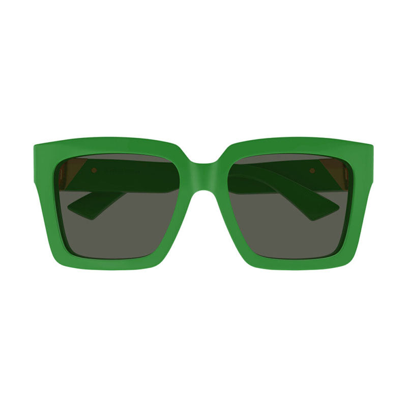 Bottega Veneta Square Full Rim, with a Green frame and Grey Toned Green lens.