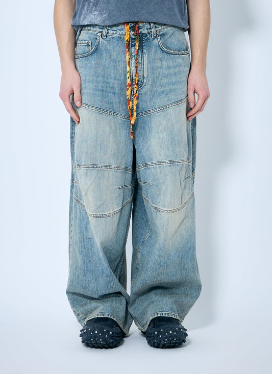 Balenciaga Men Baggy Panel Construction Jeans