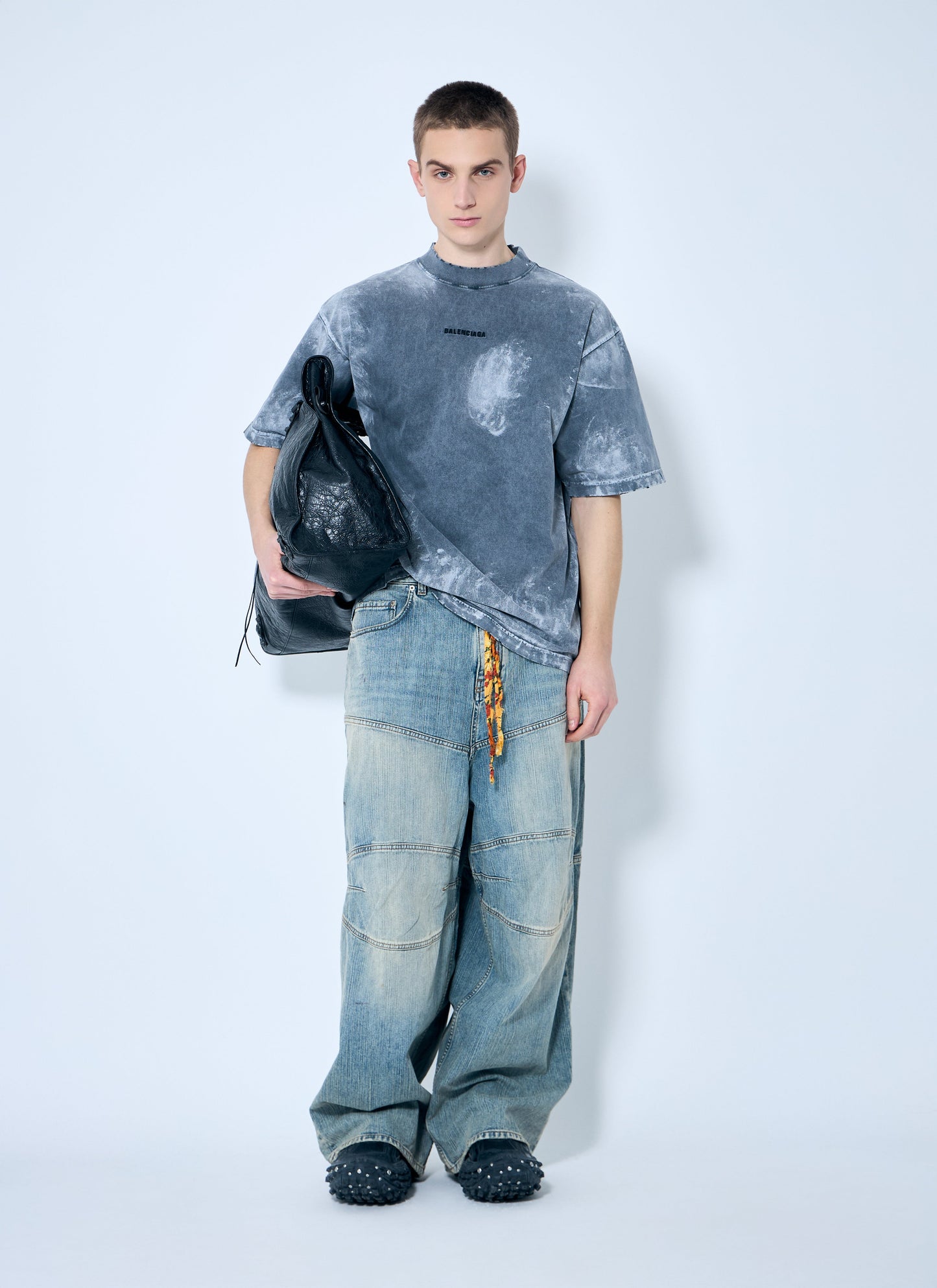 Balenciaga Men Baggy Panel Construction Jeans