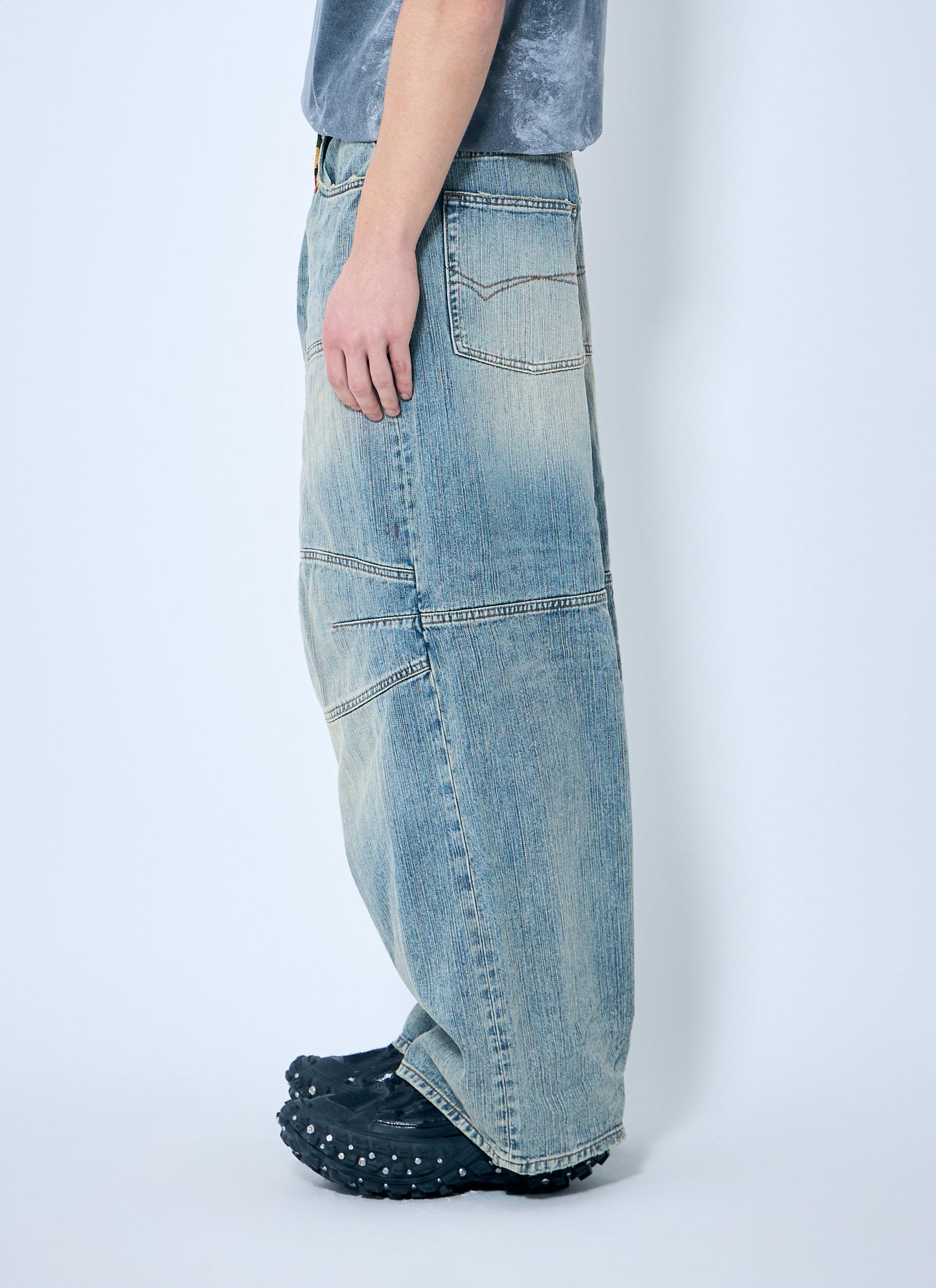 Balenciaga Men Baggy Panel Construction Jeans