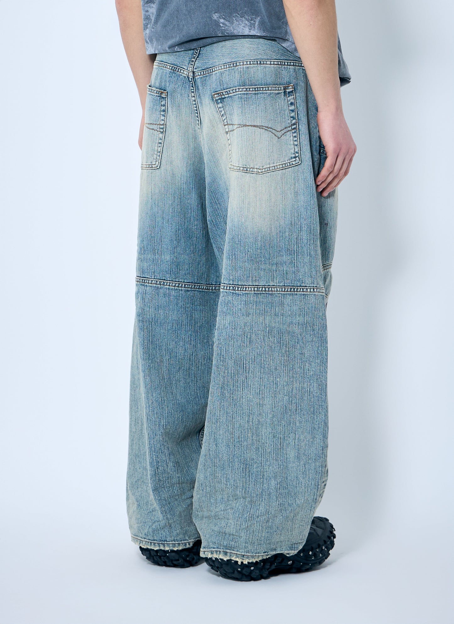 Balenciaga Men Baggy Panel Construction Jeans
