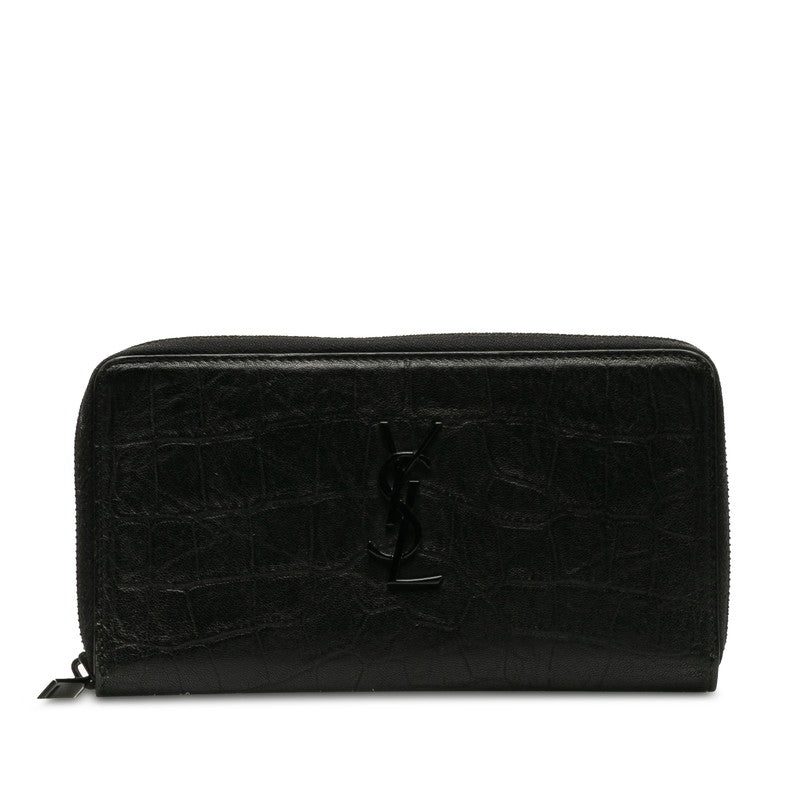 Saint Laurent Long Wallet in Crocodile Black 529899