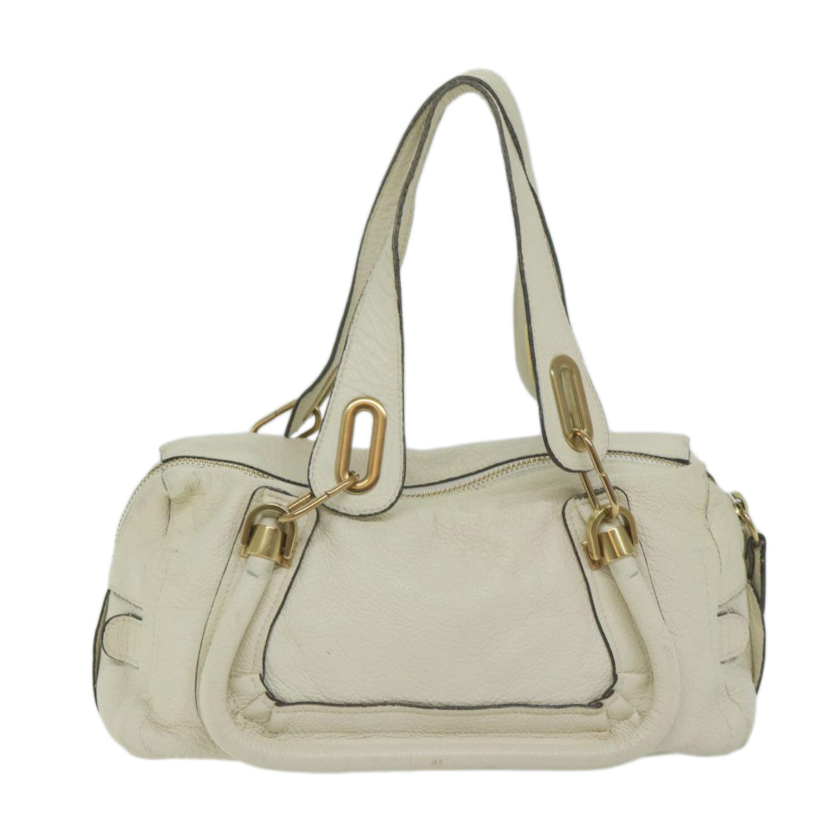 Chloe Paraty Hand Bag Leather White bs11780