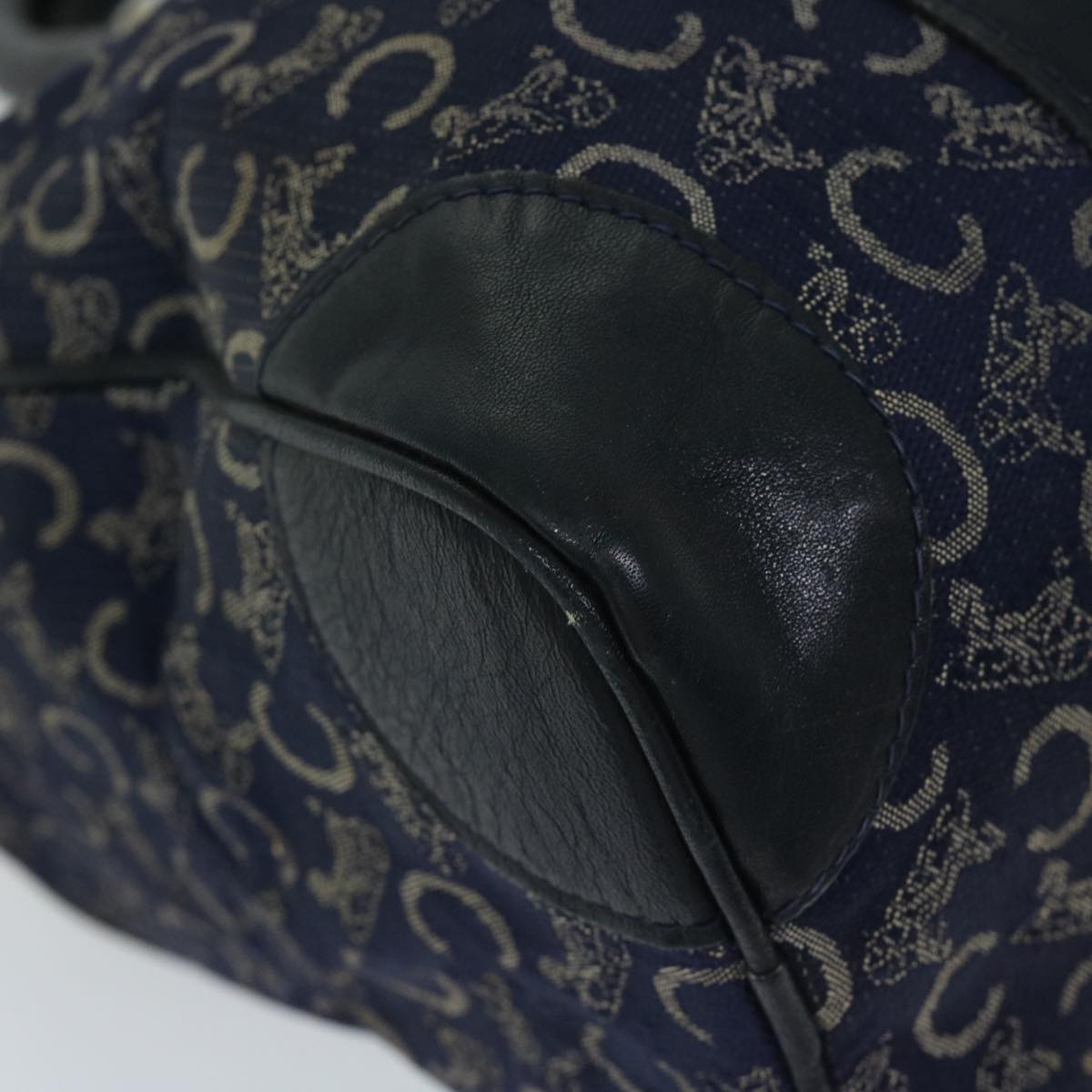 CELINE C Macadam Canvas Boston Bag Navy Auth bs12633
