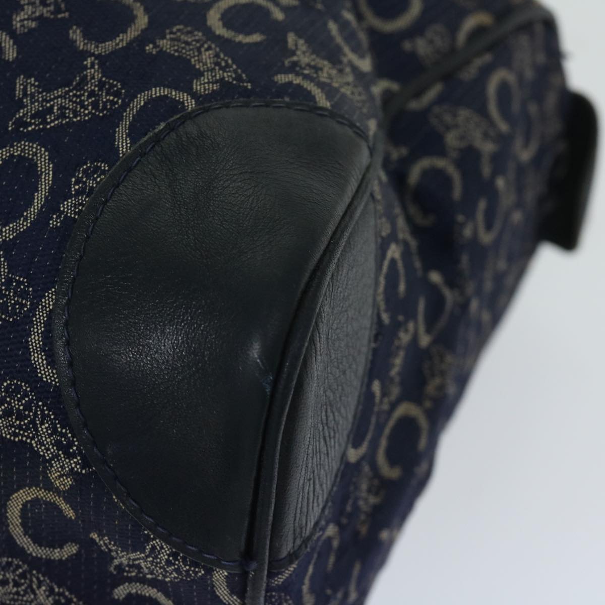 CELINE C Macadam Canvas Boston Bag Navy Auth bs12633