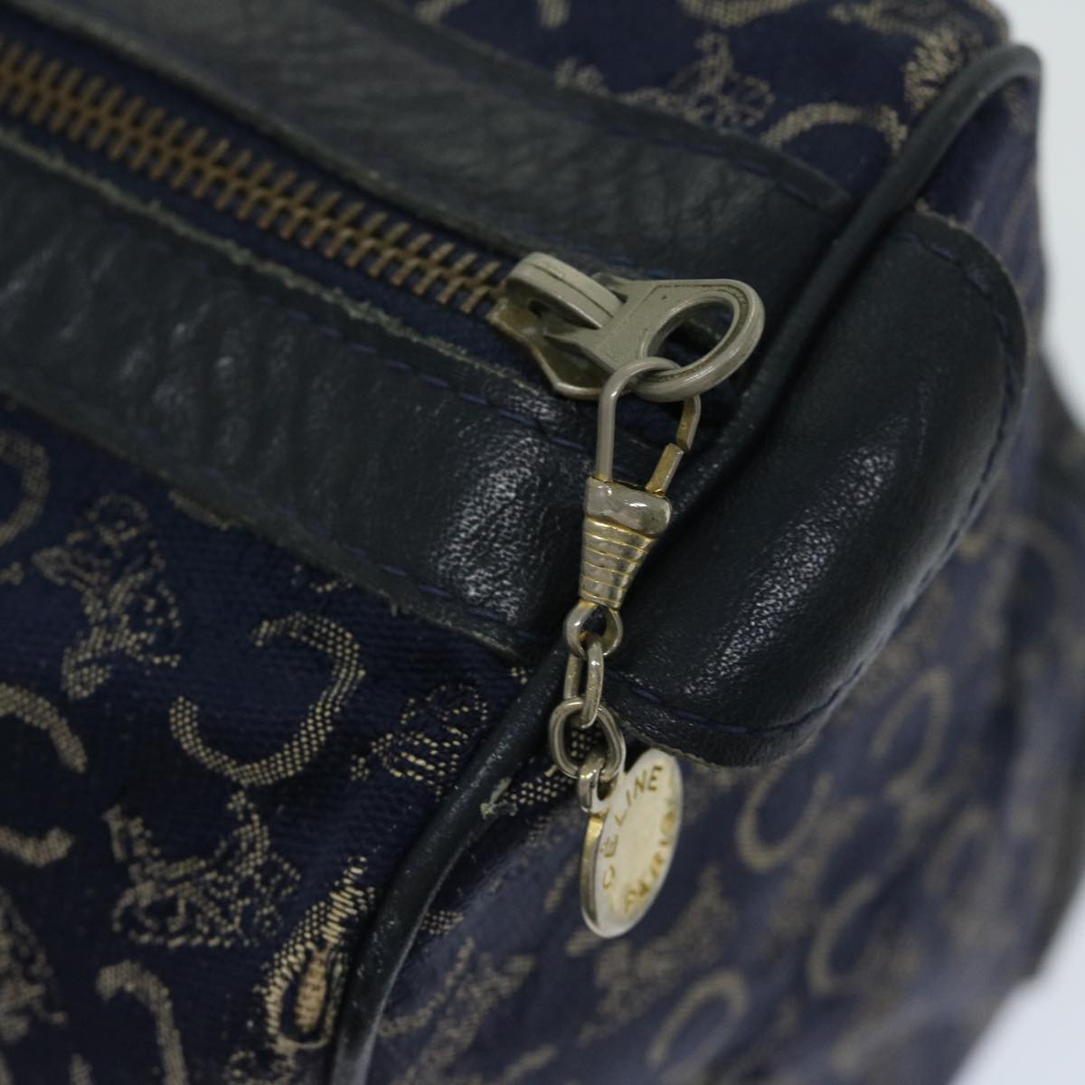 CELINE C Macadam Canvas Boston Bag Navy Auth bs12633