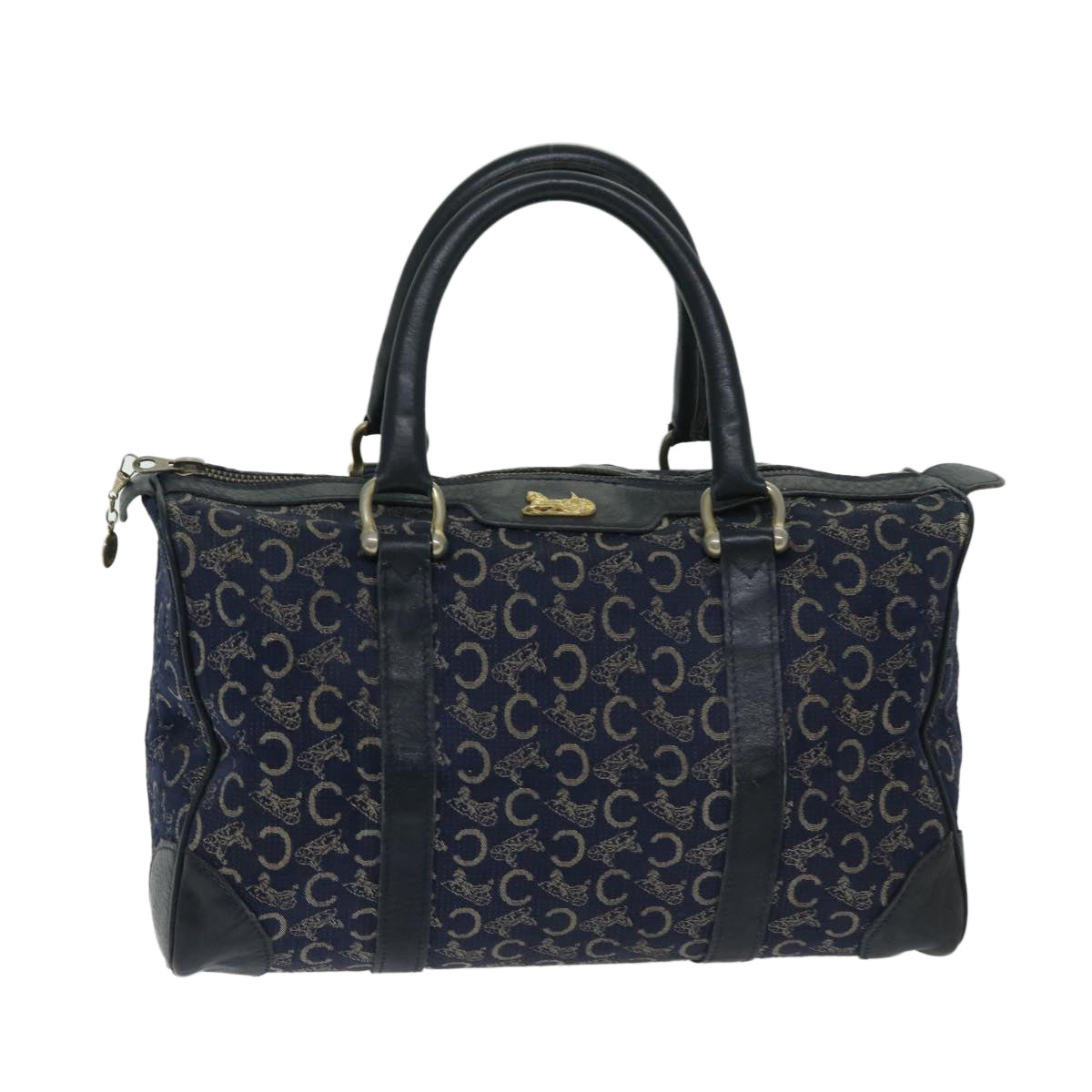 CELINE C Macadam Canvas Boston Bag Navy Auth bs12633