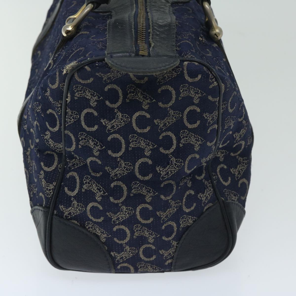 CELINE C Macadam Canvas Boston Bag Navy Auth bs12633