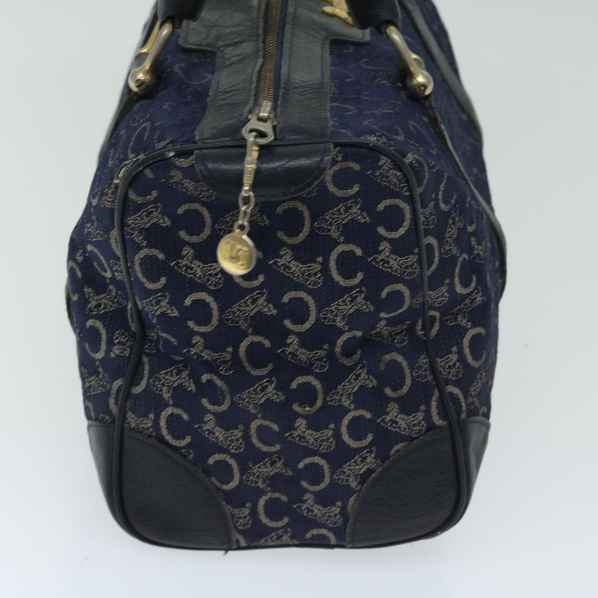 CELINE C Macadam Canvas Boston Bag Navy Auth bs12633